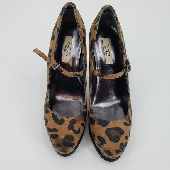 𝅺Simply Vera Vera Wang Leopard Print High Heel Platform Shoes, Size 8M - Picture 2 of 9